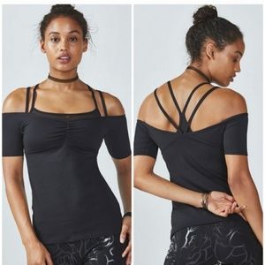 NWT Fabletics Strappy Hour Patti Black Top